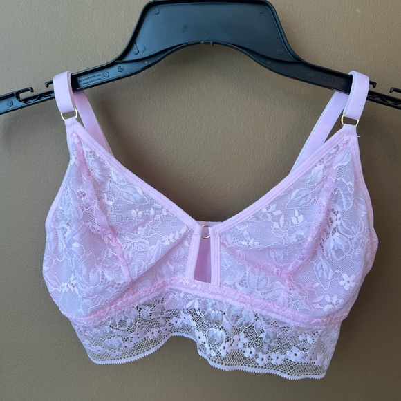 Auden Soft Pink Lace Floral Sheer Bra Bralette Sexy Size M - Picture 1 of 5